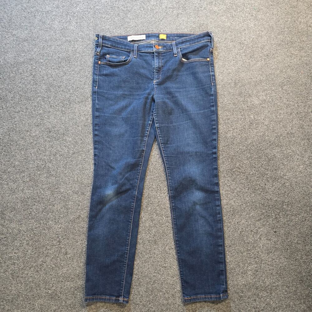 Pilcro Anthropologie Jeans Womens 32 Blue Serif Skinny Slim Mid Rise Capsule